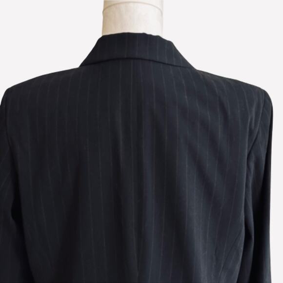 Parellel Black Brown Pinstriped Button Front Career Office Blazer Jacket Size 14 - Picture 6 of 10
